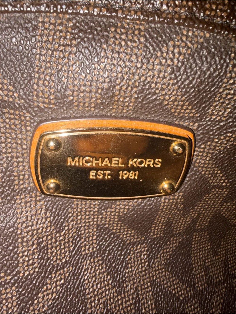 Michael Kors Brown MK Logo Backpack with Gold Accents